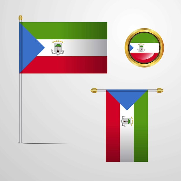 Equatorial Guinea waving Flag design with badge vector