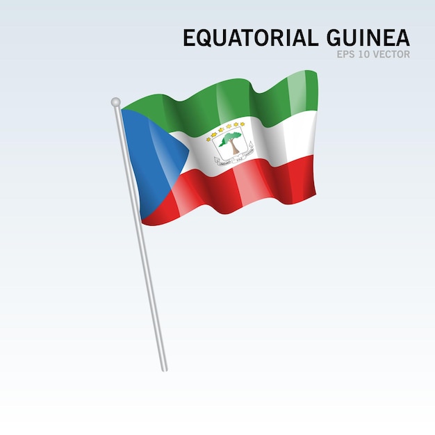 Equatorial Guinea waving flag isolated on gray 