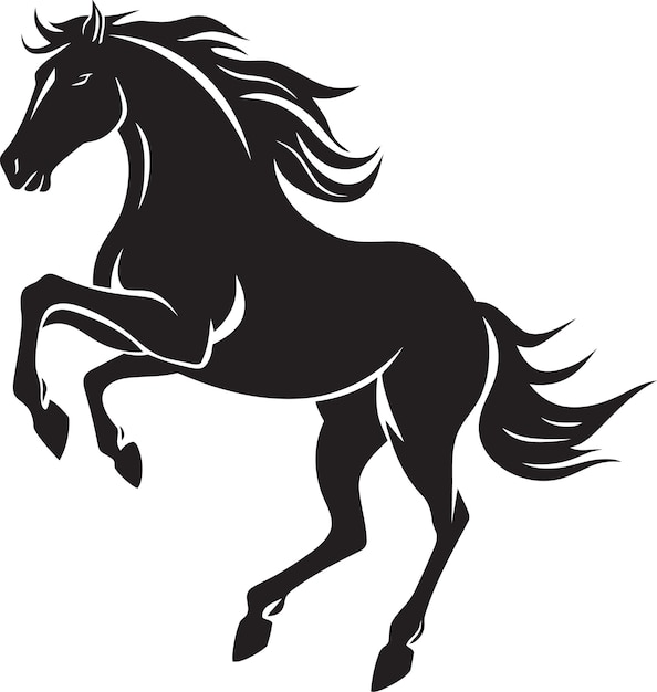 馬術のエレガンス黒ベクトル馬の美しさの描写野生の種牡馬モノクロ馬デザイン i