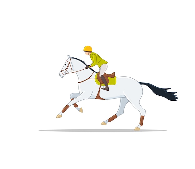 Equestrian eventing girl cantering horse