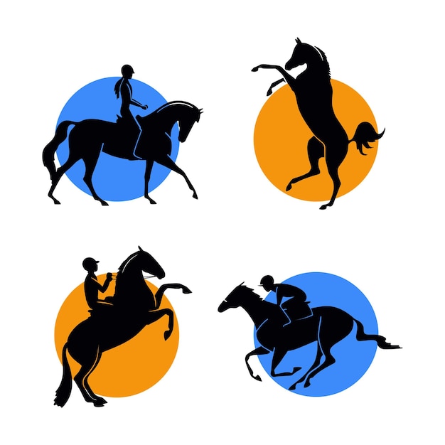 Equestrian icons flat vector illustration