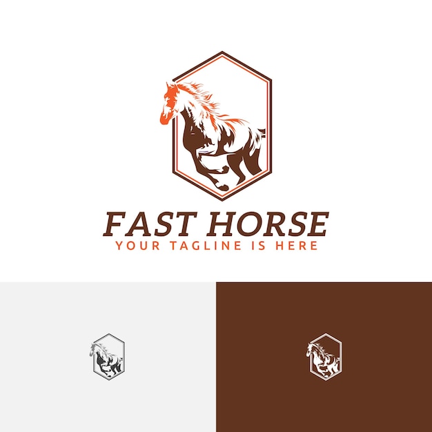 Equine Equestrian Horse Hexagon Engraving Style Vintage Retro Logo Template