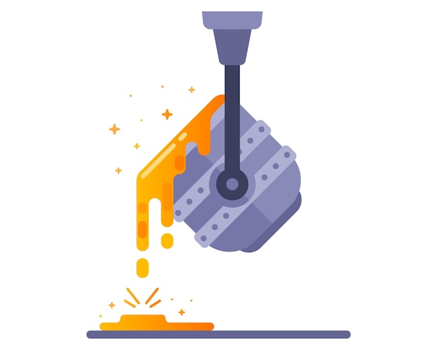 Vector equipment in a steel mill metal smelting flat vector illustration