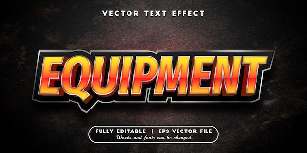 Equipment text effect with editable font style