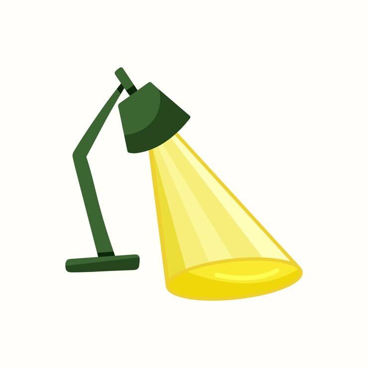 Er schijnt licht uit de lamp. Vectorillustratie in vlakke stijl