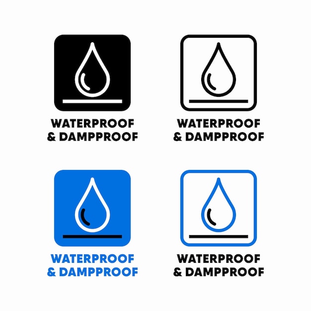 Er worden vier logo's voor waterdichtheid en demping getoond.