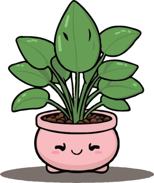 Vector er zit een plant met een gezicht op in een pot.