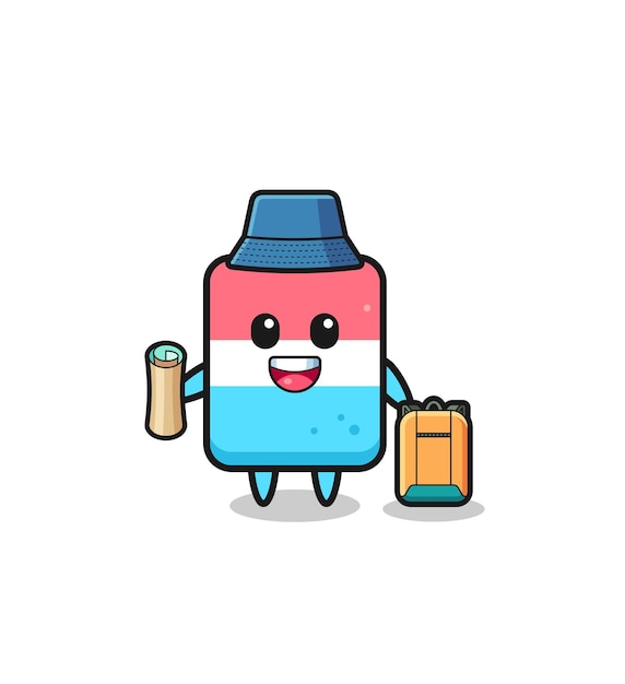 Eraser mascot character as hiker