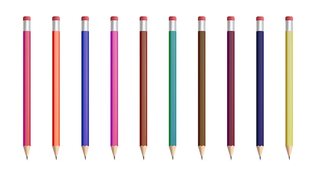 Eraser top pencils still available but very much popular at that time 90s kids nostalgia vector illustration