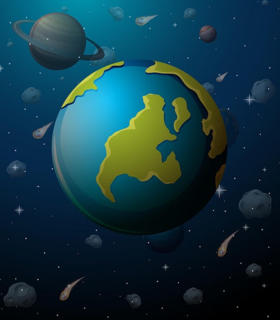 Vector erath planet on space background