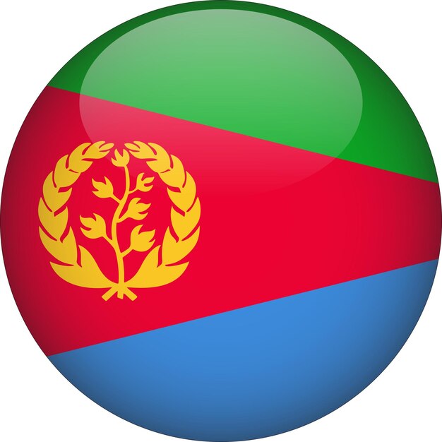 Vector eritrea 3d afgeronde vlag knop