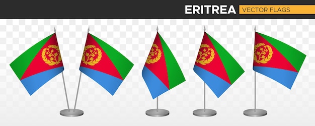 Eritrea bureau vlaggen mockup 3d-vector illustratie tafelvlag van eritrea