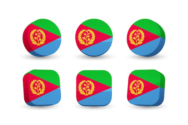 Флаг эритреи 3d векторная иллюстрация кнопка флага эритреи изолирована на белом