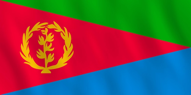 Eritrea flag with waving effect, official proportion.