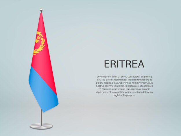 Eritrea hangende vlag op standaard Sjabloon voor conferentiebanner