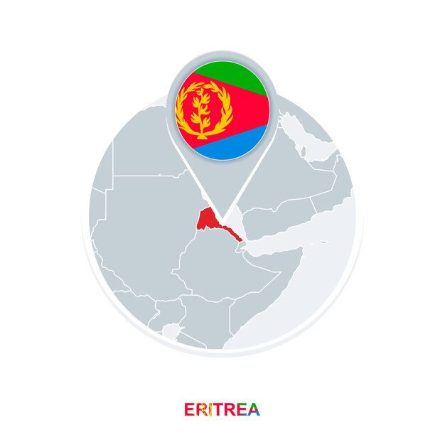 Eritrea kaart en vlag vector Kaartpictogram met gemarkeerde Eritrea