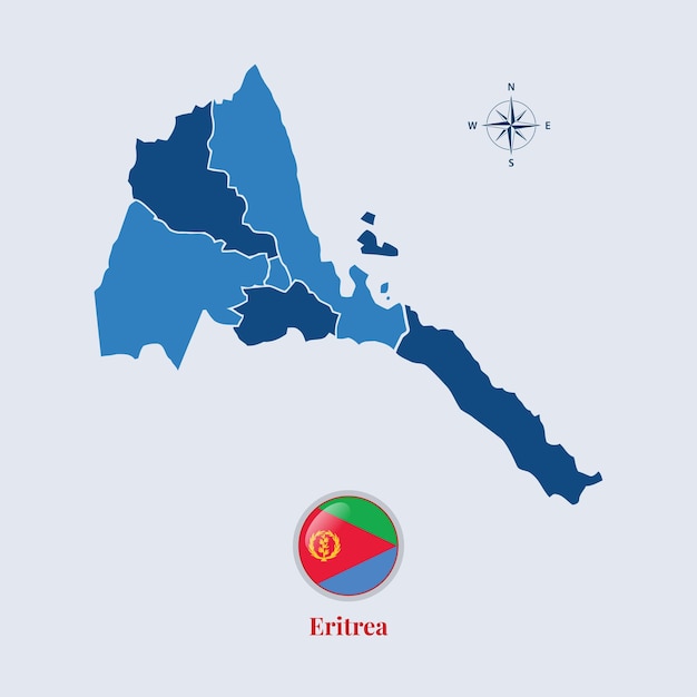 エリトリアの地図と旗エリトリアのベクトルの旗の地図