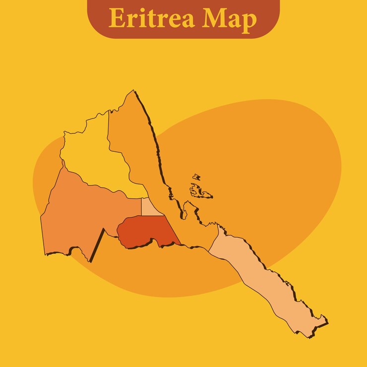 Vector eritrea map vector with regions and cities lines and full every region