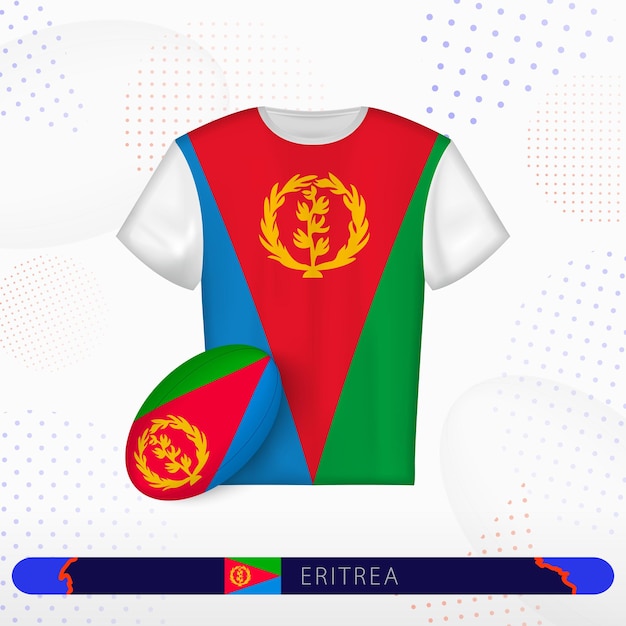 Eritrea rugby jersey with rugby ball of Eritrea on abstract sport background