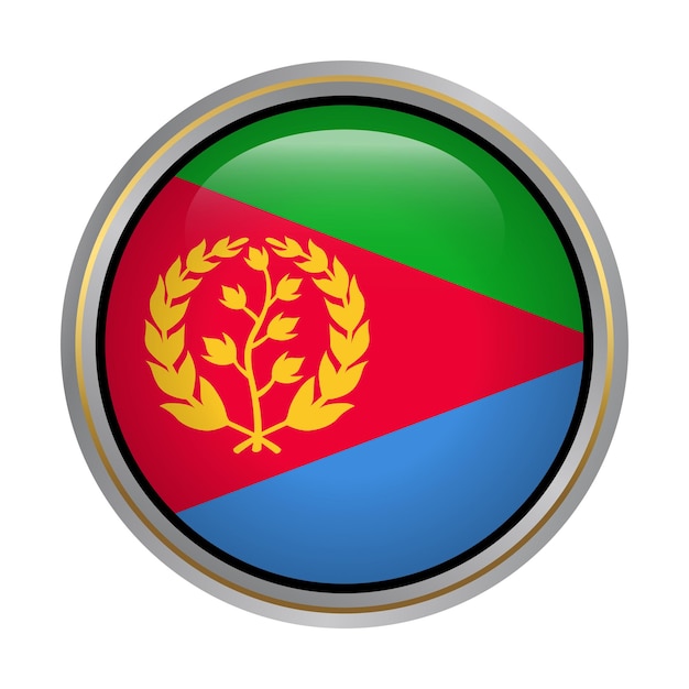 Eritrea vlag cirkel vorm knop glas textuur op wit