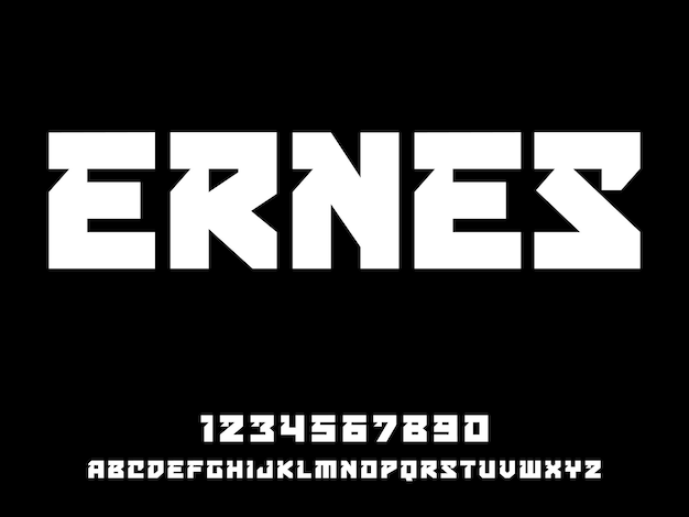 ERNES Modern gecondenseerd elegant en stencil sans serif lettertype vector weergeven