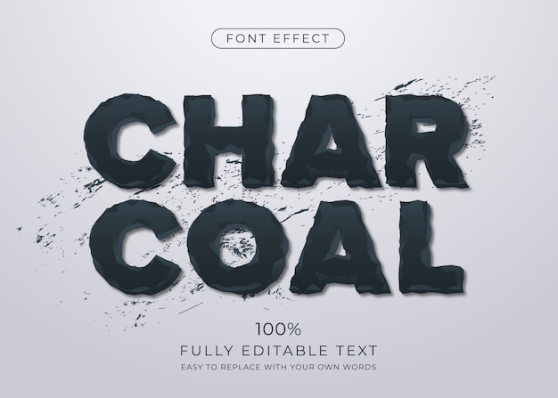 Vector eroded charcoal text effect. editable font style