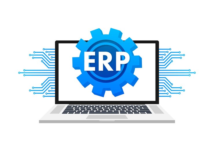 Vector erp enterprise resource planning industry production productivity and company enhancement