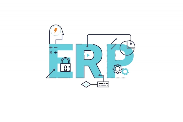 Erp-전사적 자원 관리 단어 글자 인쇄술 디자인 일러스트 레이션