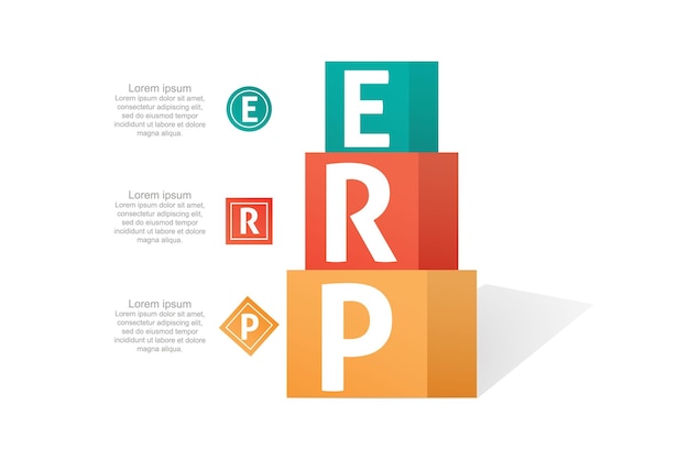ERP システム 企業リソースプランニング ビジネスオートメーションとイノベーション ベクトルイラスト