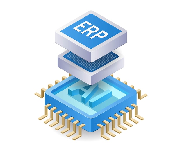 erp with artificial intelligence technology infographic 3d illustration flat isometric
