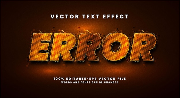 Vector error 3d text effect. editable text style effect with sparkling particle.