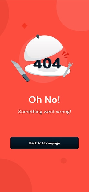 Vector error 404 concept for restaurant app ui page