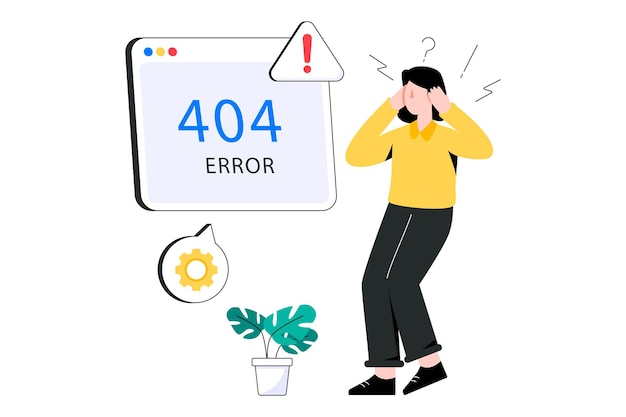 Error 404 flat style design vector illustration. stock illustration