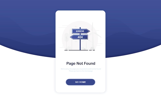 Error 404 landing page with road sign in flat design