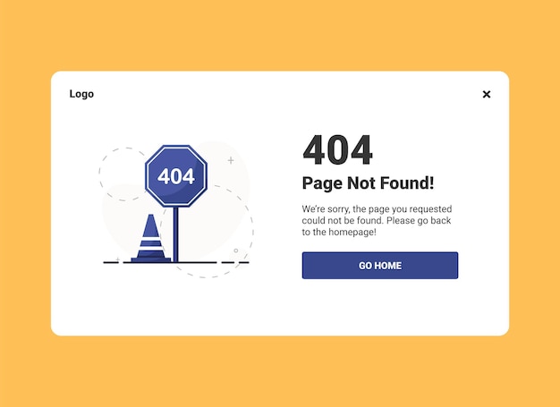 Vector error 404 landing page with a road signs in flat design