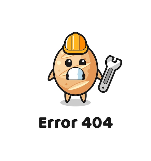 Error 404 met de schattige stokbroodmascotte