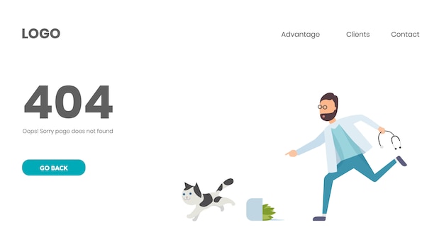 Vector error 404 page and consultant running