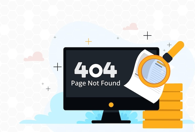 エラー404ページが見つかりませんWebのランディングページがないための自然な概念の図