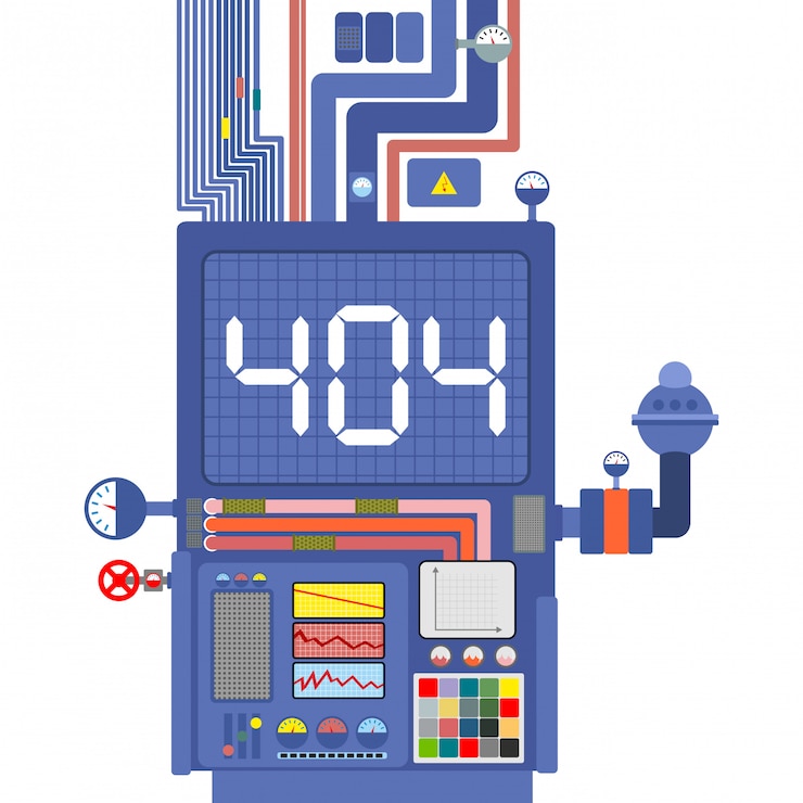 Vector error 404, page not found for website with system production failure