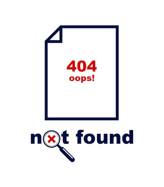 Вектор Ошибка 404: страница не найдена иконка векторной концепции, интернет-сайт не работает, простой плоский дизайн.
