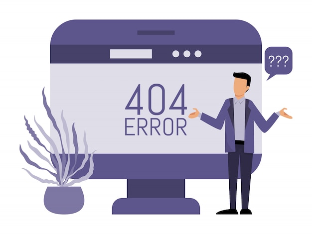 Error 404 pages site and man. man get an internet error 404. page not found.