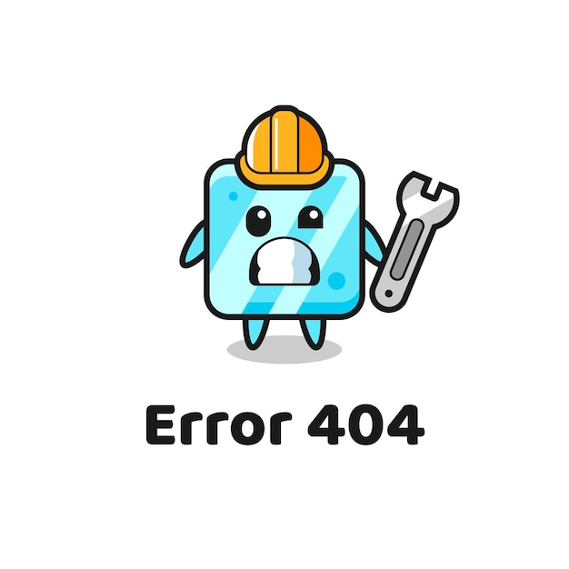 Errore 404 con la simpatica mascotte del cubo di ghiaccio, design in stile carino per maglietta, adesivo, elemento logo