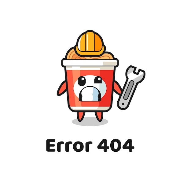 Error 404 with the cute instant noodle mascot , cute style design for t shirt, sticker, logo element