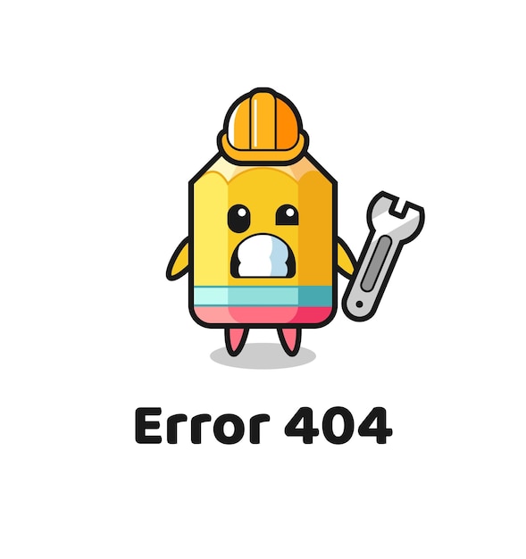 Error 404 with the cute pencil mascot cute style design for t shirt sticker logo element