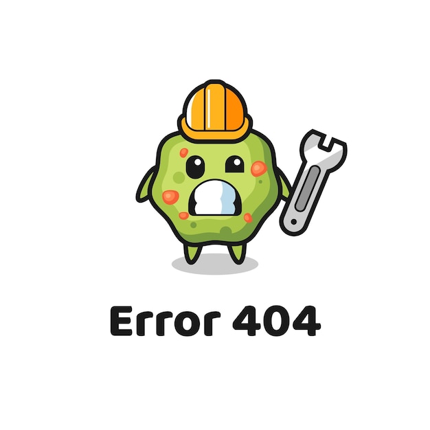 Errore 404 con la simpatica mascotte del vomito, design in stile carino per maglietta, adesivo, elemento logo