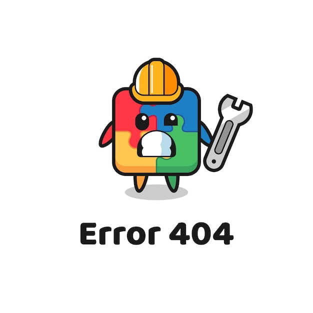 Error 404 with the cute puzzle mascot , cute style design for t shirt, sticker, logo element