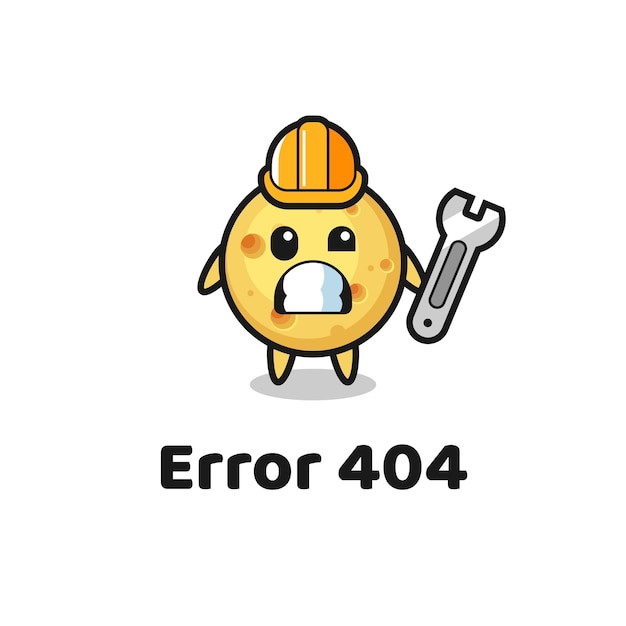 귀여운 둥근 치즈 마스코트가 있는 오류 404, 티셔츠, 스티커, 로고 요소를 위한 귀여운 스타일 디자인
