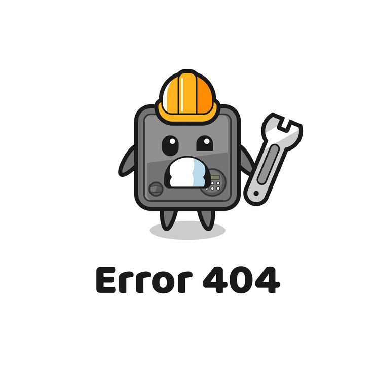 Vector error 404 with the cute safe box mascot , cute style design for t shirt, sticker, logo element