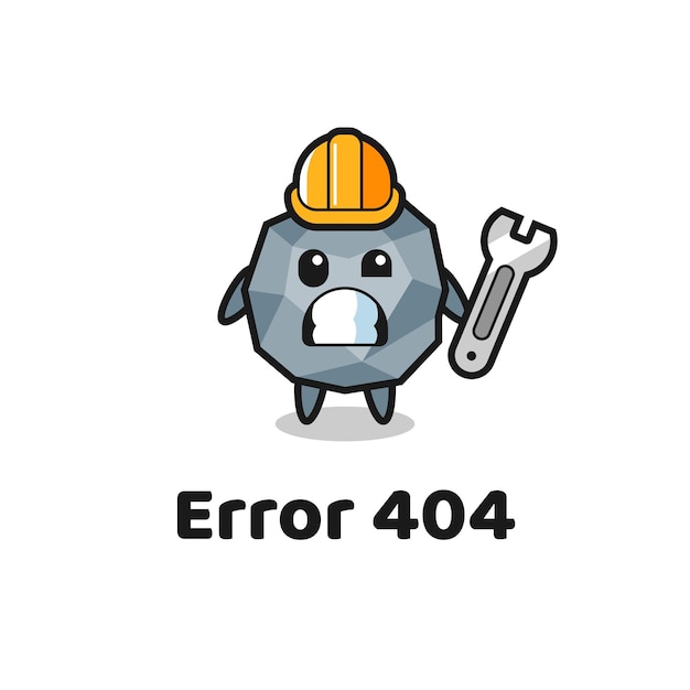 Errore 404 con la simpatica mascotte di pietra, design in stile carino per maglietta, adesivo, elemento logo