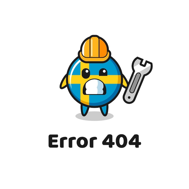 Vector error 404 with the cute sweden flag badge mascot